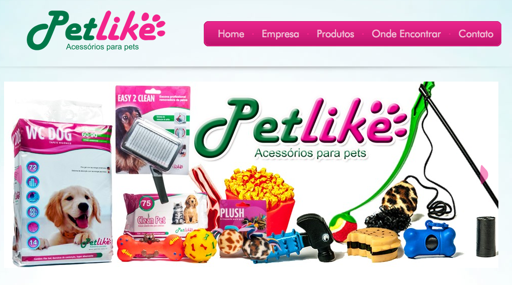 Mais um job publicado na semana, novo site da Petlike – Acessórios para Pets